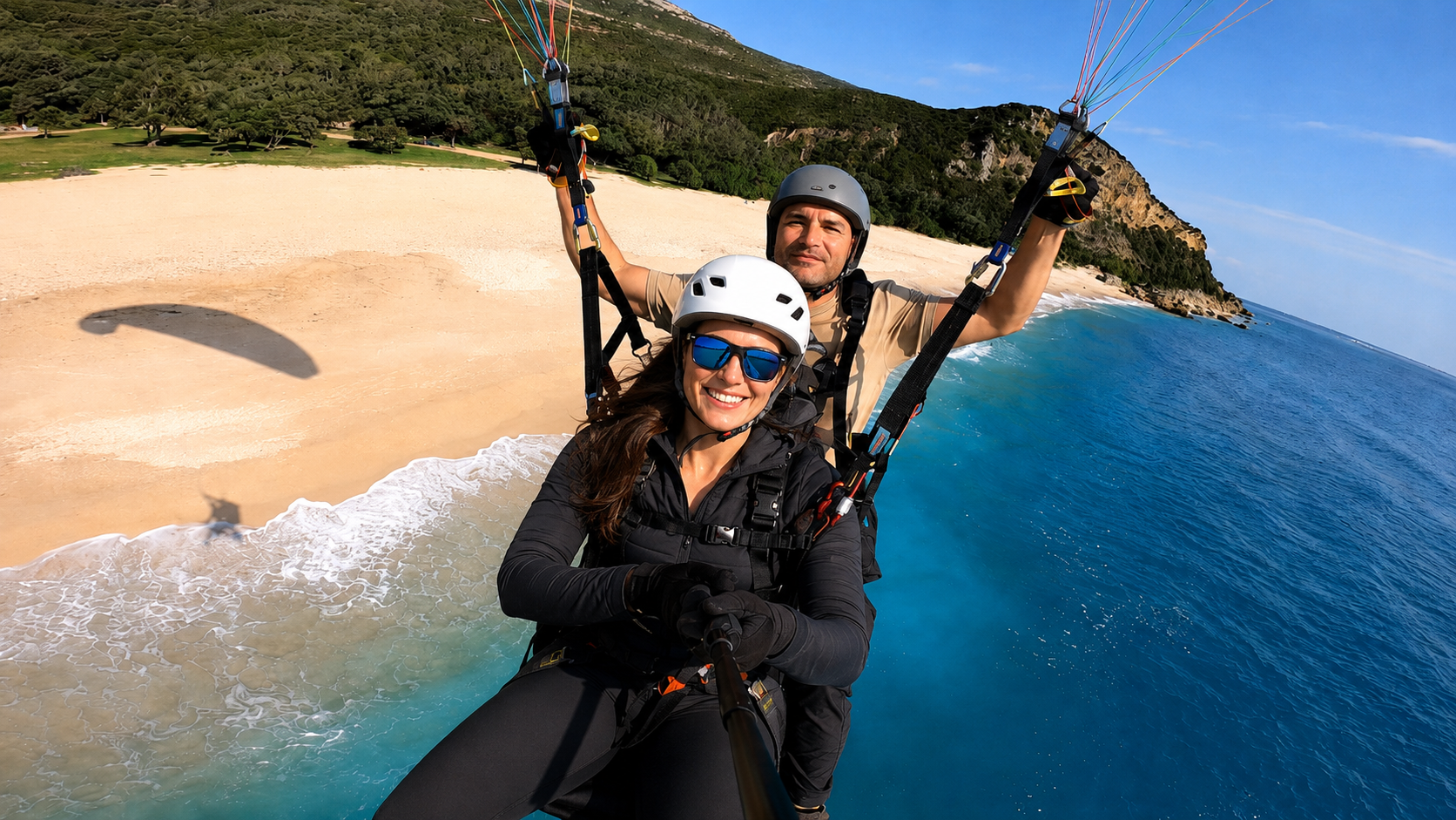 Family enjoying a paragliding day together